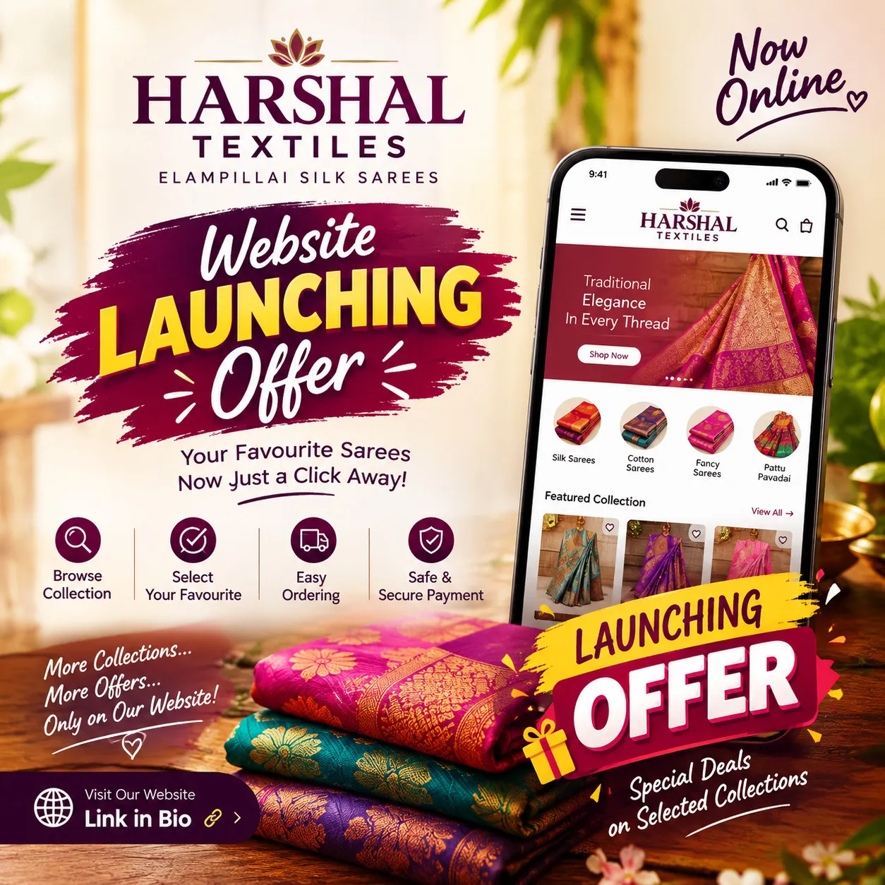 LAUNCHING OFFER Sarees – Harshal Textiles Elampillai